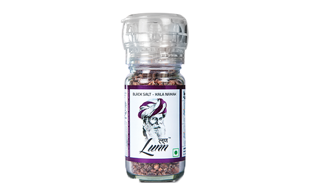 Lunn Black Salt Kala Namak   Glass Bottle  100 grams